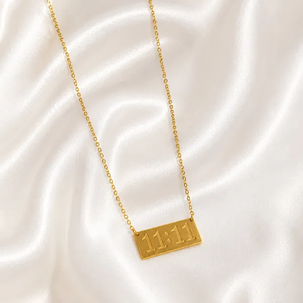 Gold_Stainless_Steel_11:11_Engraved_Rectangular_Pendant_Necklace_For_Women