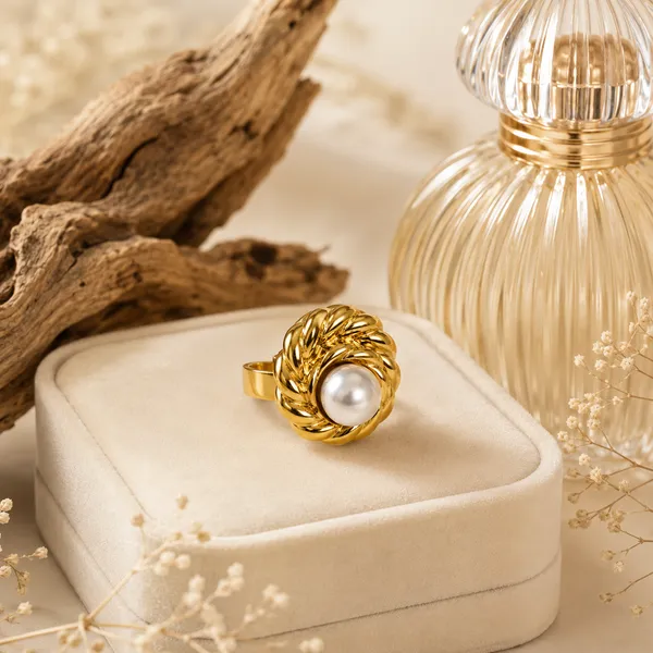Gold_Plated_Pearl_Statement_Ring_for_Women_|_Anti-Tarnish,_Waterproof_Stainless_Steel_Twisted_Rope_Croissant_Ring_|_Elegant_Fashion_Jewellery