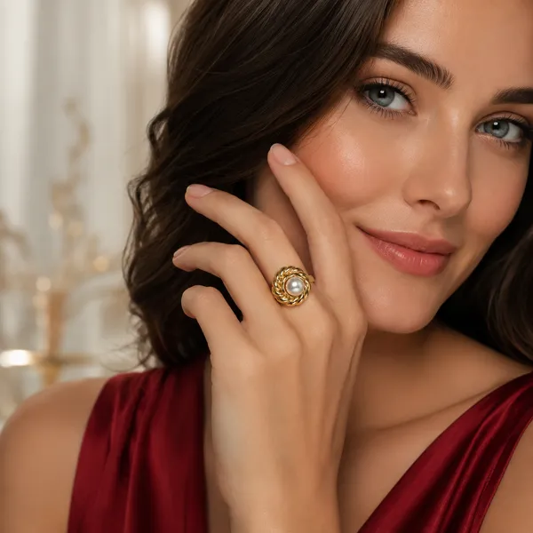Gold_Plated_Pearl_Statement_Ring_for_Women_|_Anti-Tarnish,_Waterproof_Stainless_Steel_Twisted_Rope_Croissant_Ring_|_Elegant_Fashion_Jewellery