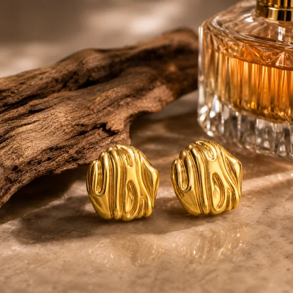 Gold_Plated_Textured_Square_Stud_Earrings_For_Women