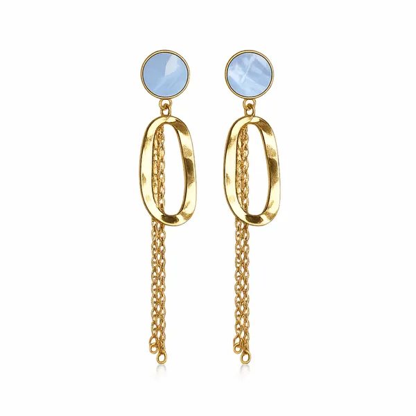 Gold_Stainless_Steel_White_Stone_Chain_Tassel_Drop_Earrings_For_Women