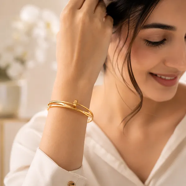 Gold_Plated_Nail_Inspired_Hinged_Bangle_Bracelet_For_Women