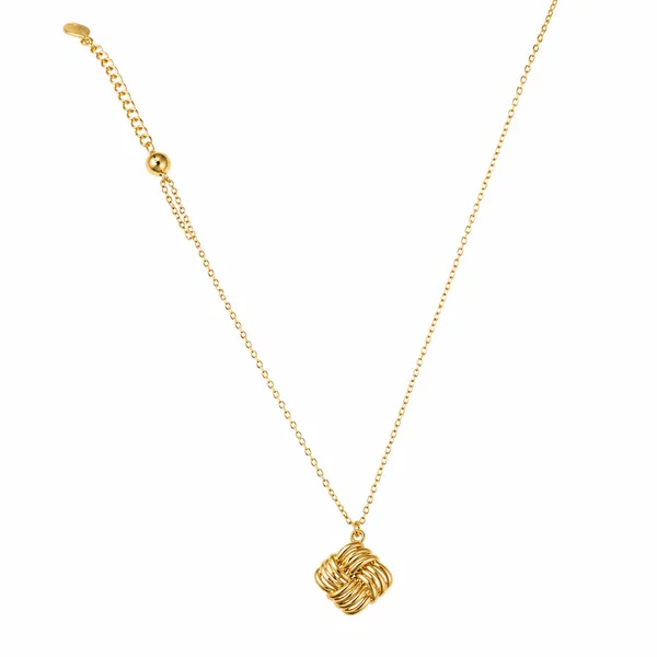 Gold_Stainless_Steel_Knot_Pendant_Chain_Necklace_For_Women