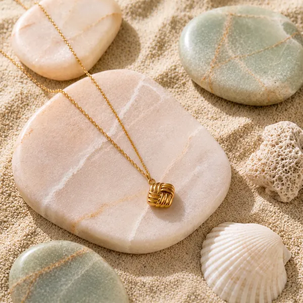 Gold_Stainless_Steel_Knot_Pendant_Chain_Necklace_For_Women
