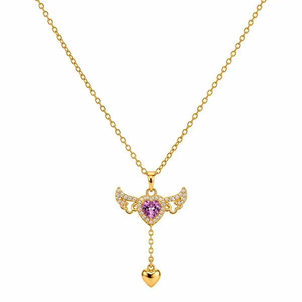 Gold_Stainless_Steel_Butterfly_Pink_Crystal_Heart_Drop_Necklace_For_Women