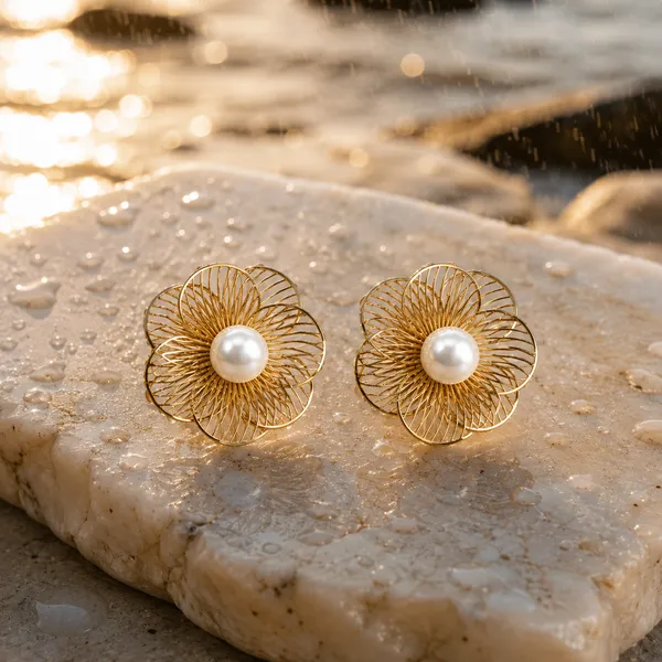 Gold_Stainless_Steel_Floral_Pearl_Stud_Earrings_For_Women