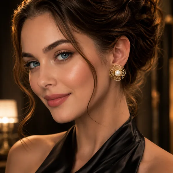 Gold_Stainless_Steel_Floral_Pearl_Stud_Earrings_For_Women