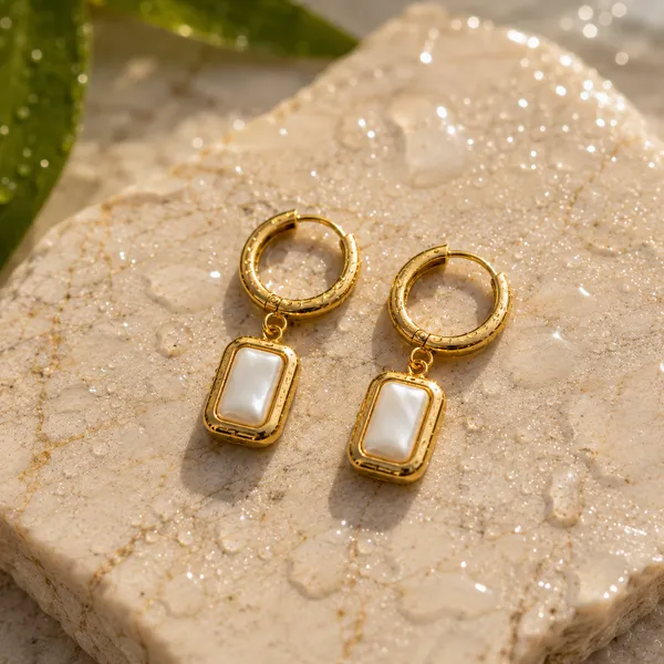 Premium_18K_Gold_Tone_Plated_316L_Stainless_Steel_Mother_of_Pearl_Rectangle_Drop_Hoop_Earrings_for_Women_|_Anti_Tarnish_|_Waterproof_|_Lightweight_|_Luxury_Daily_Wear_Jewellery