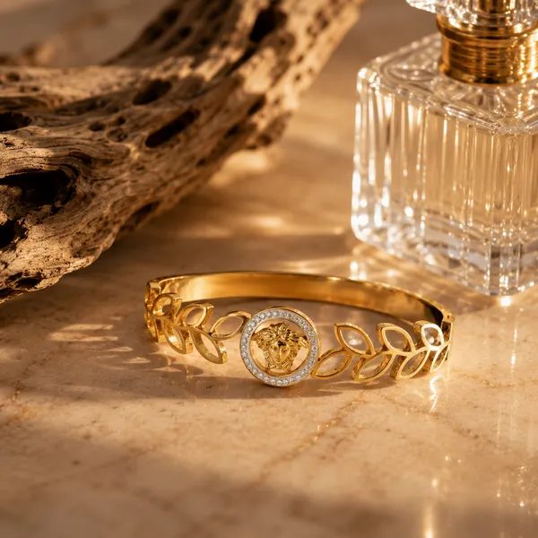 Gold_Stainless_Steel_Medusa_Crystal_Embellished_Bangle_Bracelet_For_Women