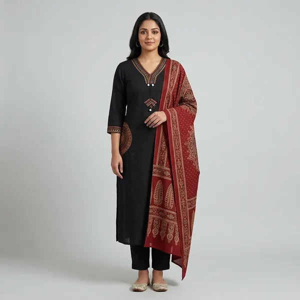 Dealshpere_Embroidered_Kurta,_Trouser/Pant_And_Dupatta_Set