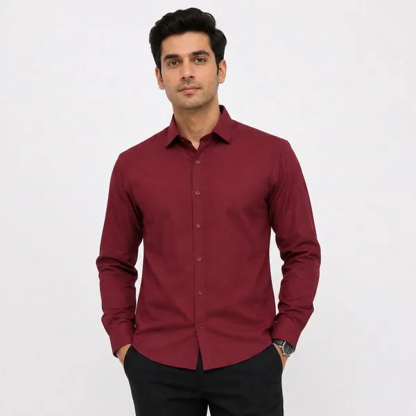 Dealshpere_Men_Solid_Formal_Maroon_Shirt