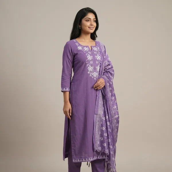Dealshpere_Floral_Print,_Embroidered,_Solid_Kurta,_Trouser/Pant_And_Dupatta_Set