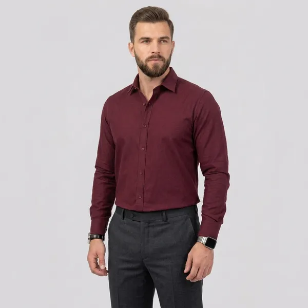 Dealshpere_Men_Solid_Formal_Maroon_Shirt