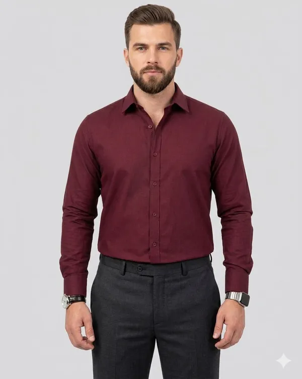 Dealshpere_Men_Solid_Formal_Maroon_Shirt