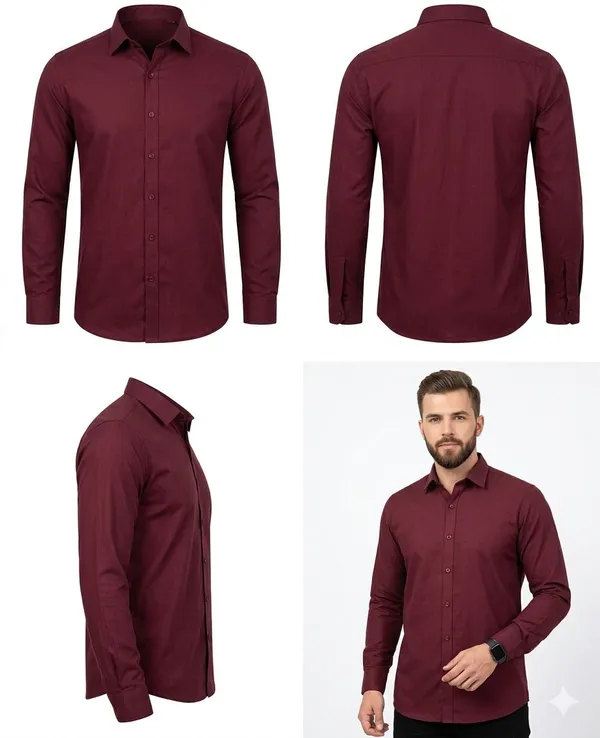 Dealshpere_Men_Solid_Formal_Maroon_Shirt