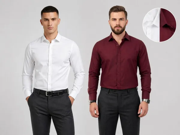 Dealshpere_Men_Solid_Casual_White,_Maroon_Shirt_(Pack_of_2)