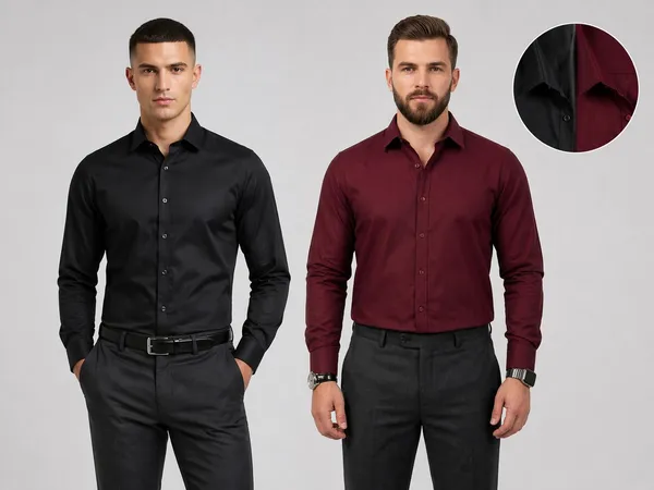 Dealshpere_Men_Solid_Casual_Black,_Maroon_Shirt_(Pack_of_2)
