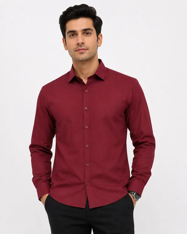 Dealshpere_Men_Solid_Formal_Maroon_Shirt