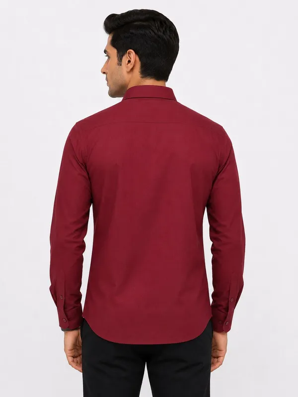 Dealshpere_Men_Solid_Formal_Maroon_Shirt