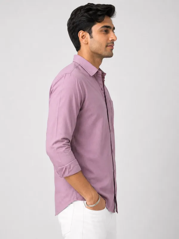 Dealshpere_Men_Solid_Casual_Purple_Shirt