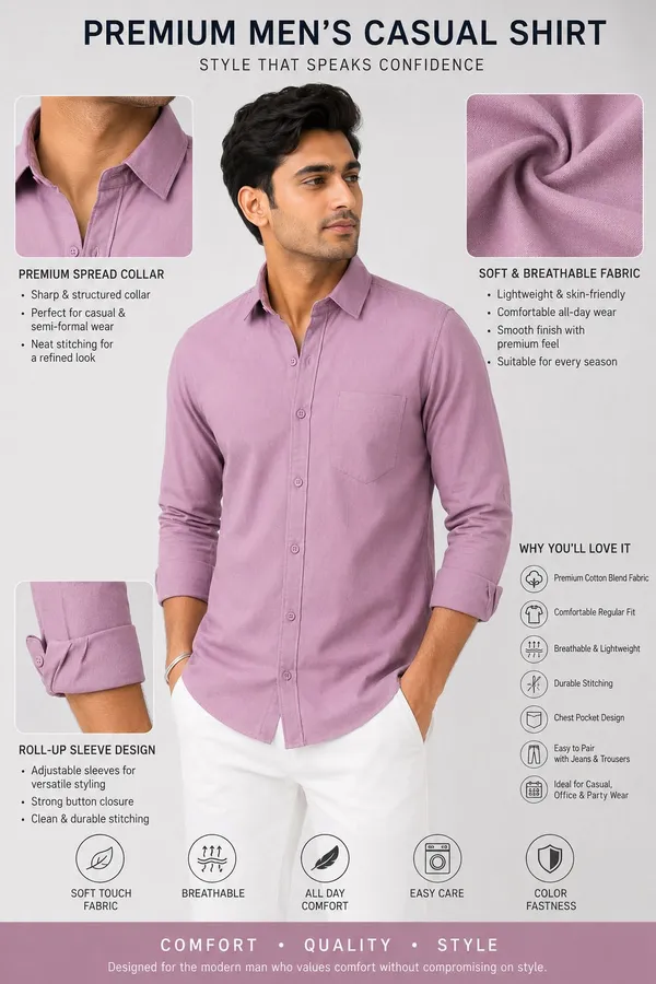 Dealshpere_Men_Solid_Casual_Purple_Shirt