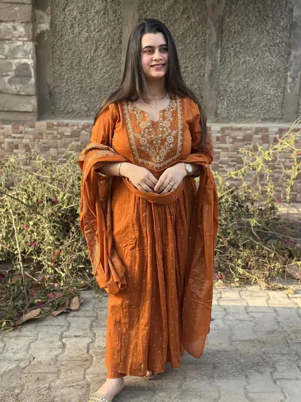 Dealshpere_Embellished_Anarkali_Kurta,_Bottom_And_Dupatta_Set