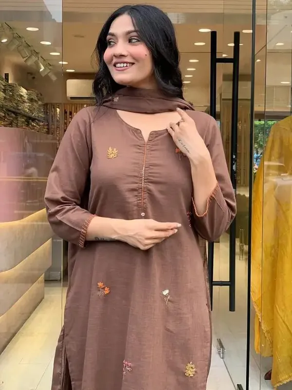 Dealshpere_Solid,_Printed_Kurta,_Trouser/Pant_And_Dupatta_Set
