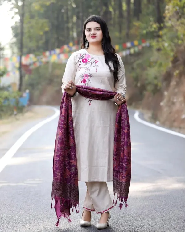 Dealshpere_Embroidered_Kurta,_Trouser/Pant_And_Dupatta_Set