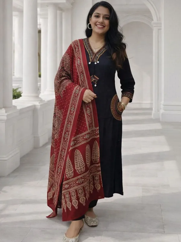 Dealshpere_Embroidered_Kurta,_Trouser/Pant_And_Dupatta_Set