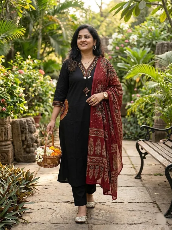 Dealshpere_Embroidered_Kurta,_Trouser/Pant_And_Dupatta_Set