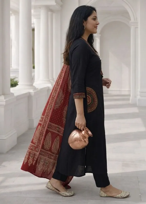 Dealshpere_Embroidered_Kurta,_Trouser/Pant_And_Dupatta_Set