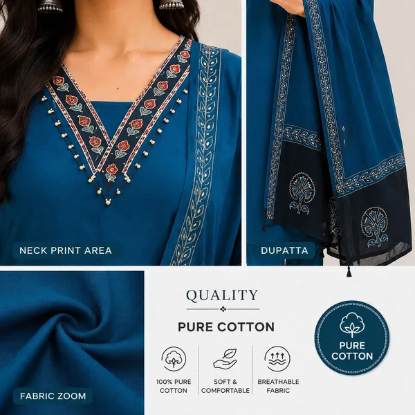 Dealshpere_Floral_Print,_Solid_Kurta,_Palazzo_And_Dupatta_Set