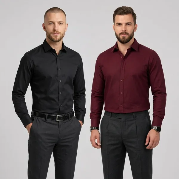 Dealshpere_Men_Solid_Casual_Black,_Maroon_Shirt_(Pack_of_2)
