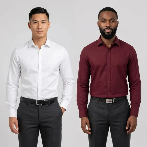 Dealshpere_Men_Solid_Casual_White,_Maroon_Shirt_(Pack_of_2)