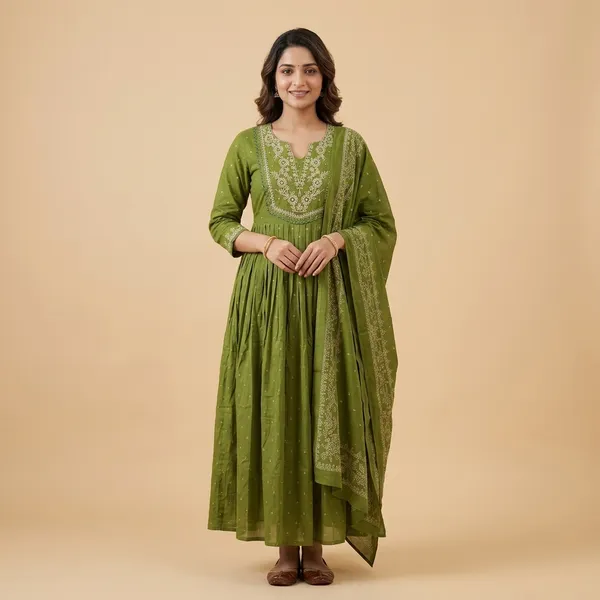Dealshpere_Embellished_Anarkali_Kurta,_Bottom_And_Dupatta_Set
