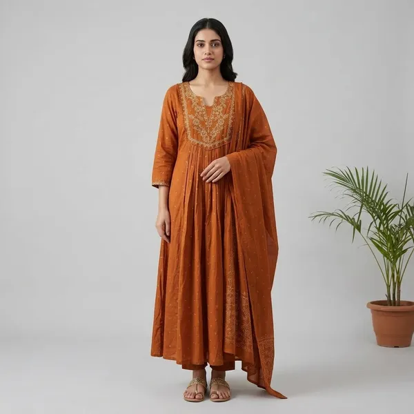 Dealshpere_Embellished_Anarkali_Kurta,_Bottom_And_Dupatta_Set