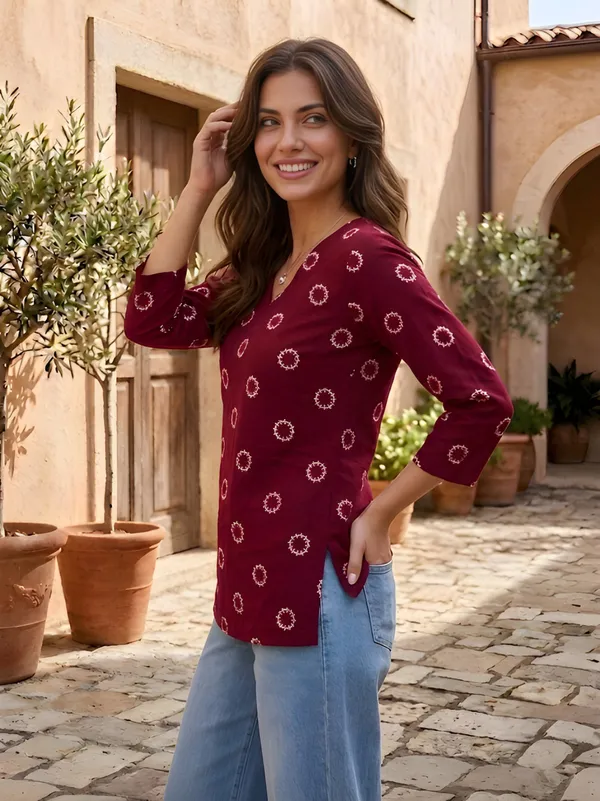 Maroon_Cotton_Top_For_Women