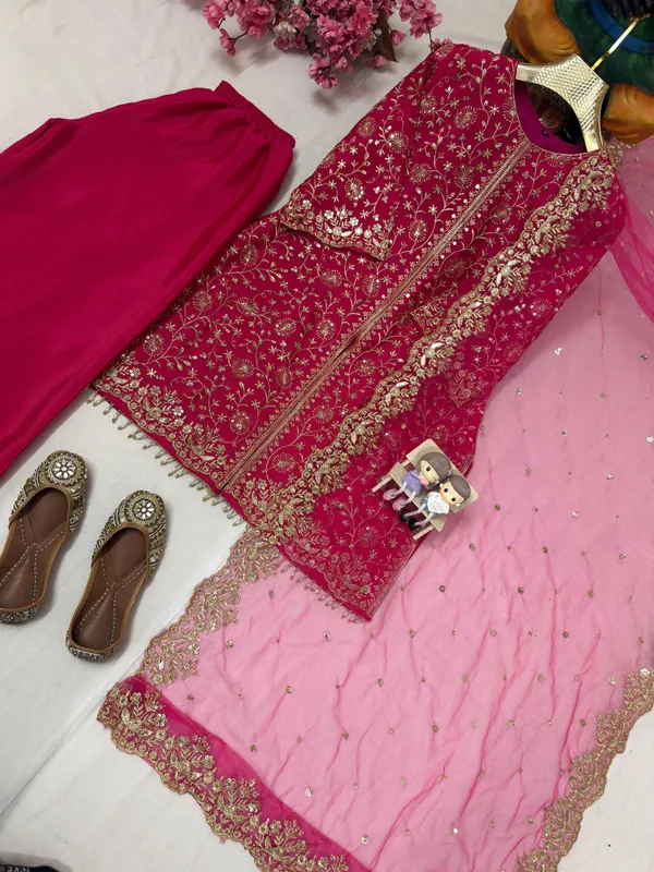 Magenta_Heavy_Chinon_Silk_Suit_Set_For_Women