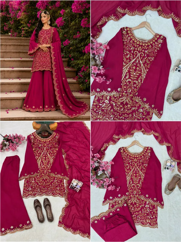 Magenta_Vichitra_Silk_Salwar_Suit_Set_For_Women