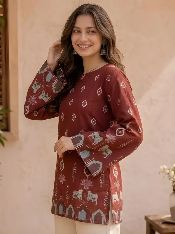Maroon_Cotton_Kurta_For_Women