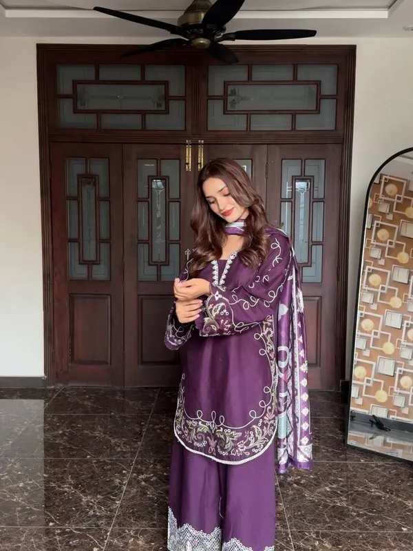 Purple_French_Crepe_Kurta_Set_For_Women