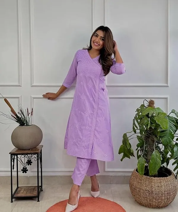 Lavender_Cotton_Kurta_Set_For_Women