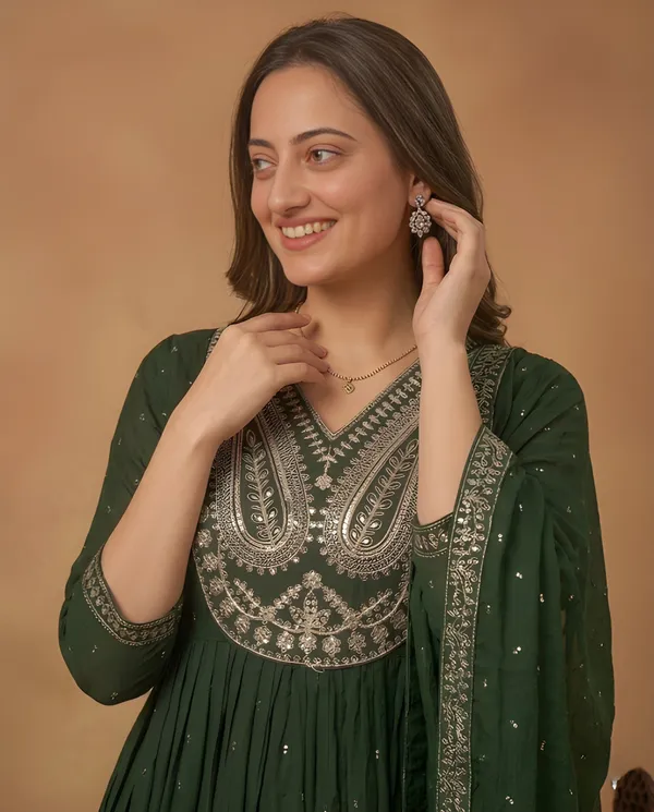 Green_Cotton_Anarkali_Kurta_Set_For_Women