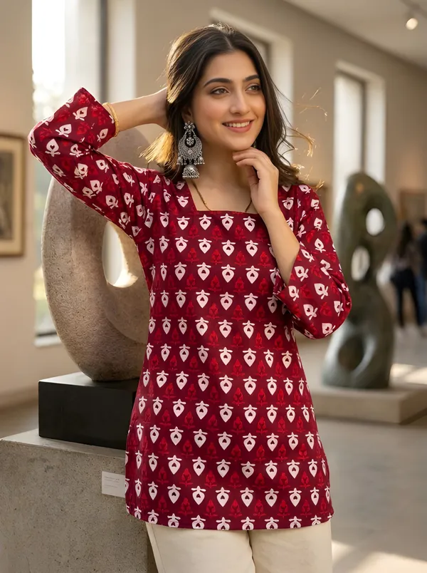 Maroon_Cotton_Tunic_For_Women