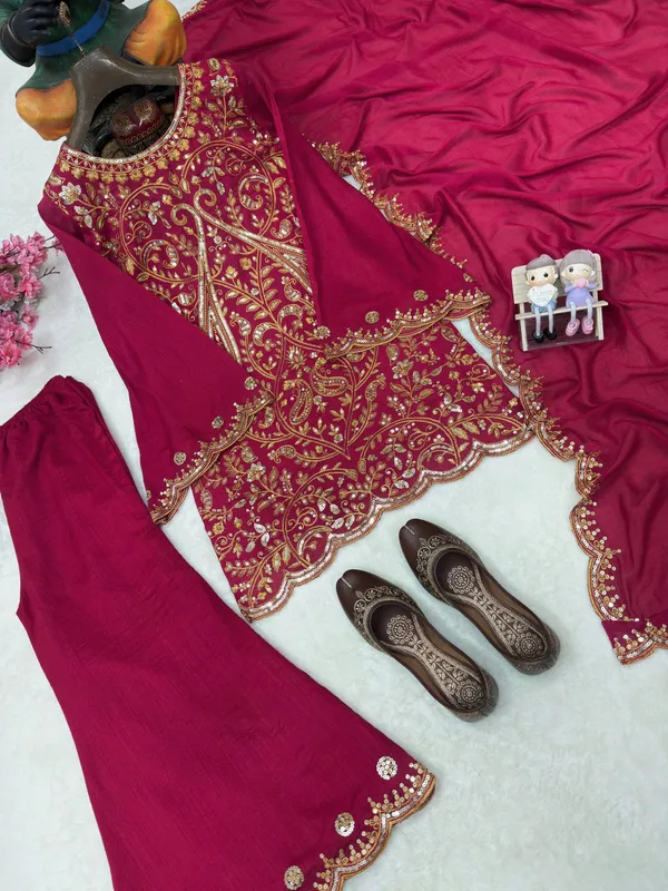 Magenta_Vichitra_Silk_Salwar_Suit_Set_For_Women