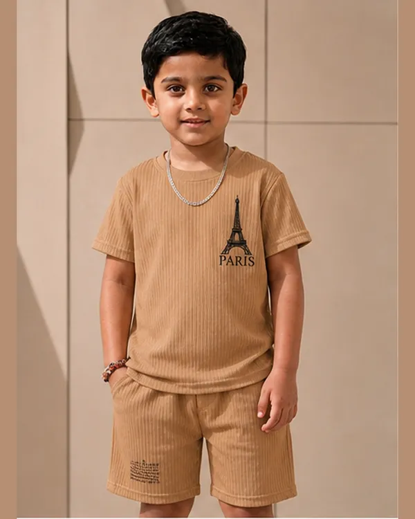 Boys_Beige_Paris_Eiffel_Tower_Printed_T-Shirt_&_Shorts_Co-ord_Set_for_Kids,_3–16_Years