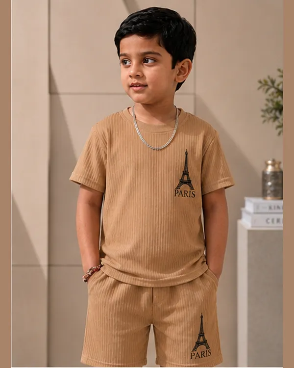 Boys_Beige_Paris_Eiffel_Tower_Printed_T-Shirt_&_Shorts_Co-ord_Set_for_Kids,_3–16_Years