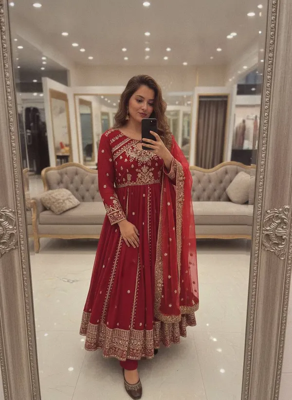 Red_Vichitra_Silk_Anarkali_Suit_Set_For_Women