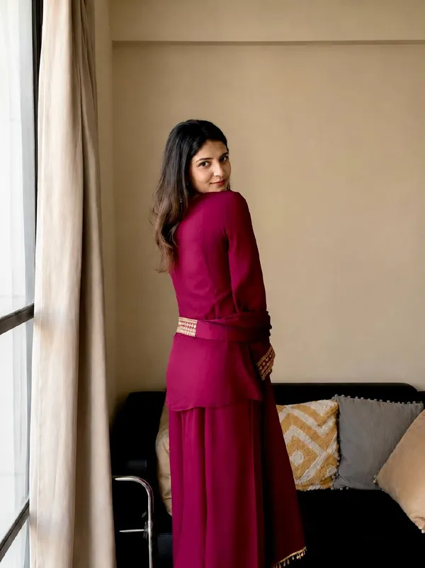 Maroon_Vichitra_Silk_Kurta_Set_For_Women
