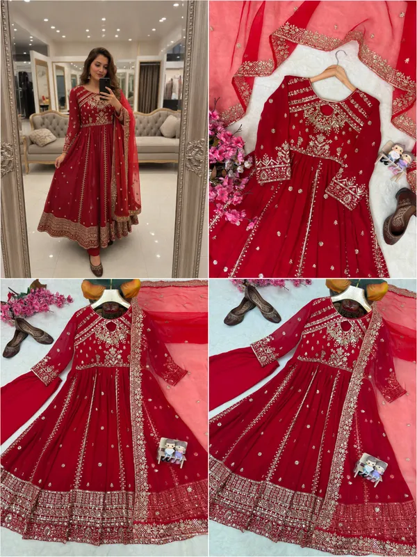 Red_Vichitra_Silk_Anarkali_Suit_Set_For_Women
